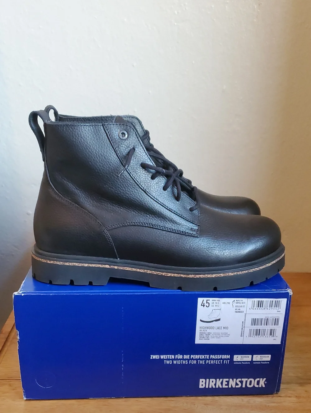 NIB Birkenstock Highwood Mid Grained Leather Chukka Lace-Up Mens 12